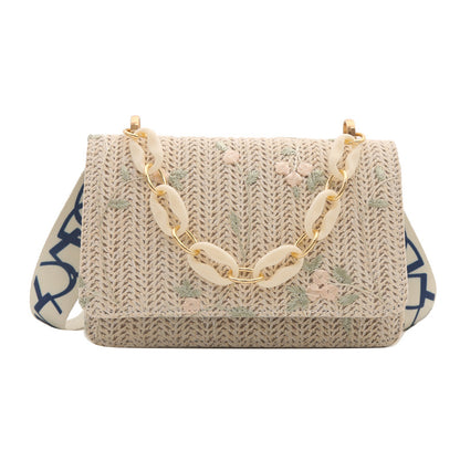 Damenmode Stroh kleine quadratische Tasche Acryl Kette