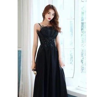 Vestido de noche con tirantes de compromiso, estilo sencillo, color rojo vino