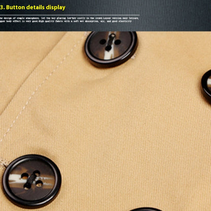 Boys' Mid-length Trend Casual Trench Coat
