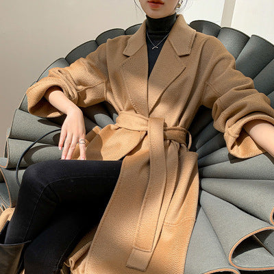 Reversible Cashmere Coat Women's Mid-length High-end Sense