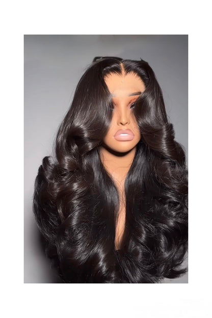 Single Donor Raw Vietnamese Bouncy Curly Glueless Lace Front M Hairline Wig Full Density 13*6 Lace Natural Black