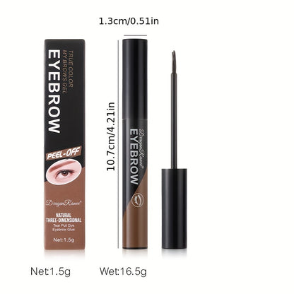 Waterproof Eyebrow Gel - Semi-Permanent Long Wear - Black Brown Tattoo Tint - Smudge-Proof, Sweatproof, Natural Look - All-Day Bold Definition - Easy Application, Tearing Off Cream