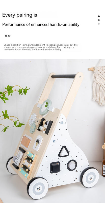 Children's Early Childhood Education Walker Trolley Baby Toddling Walk Walker Shopping Cart Wooden Toy