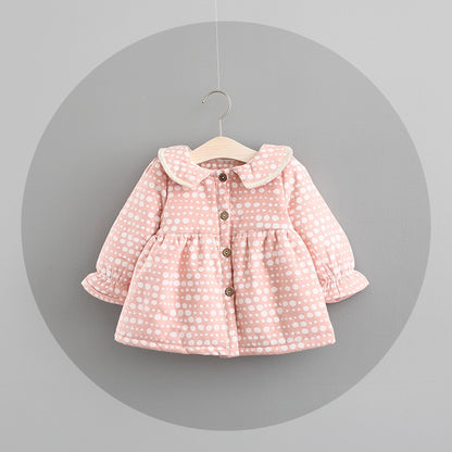 Nuevo vestido de otoño e invierno para niñas con vestido de princesa coreana para bebés y niñas, falda de puntos gruesa de cachemira para bebés