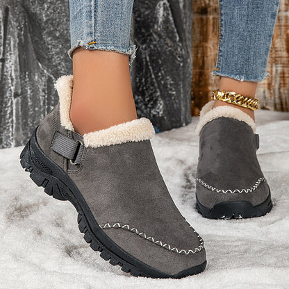 Outdoor snow boots with low cut lightweight and plush cotton tow