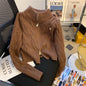Retro floral stand up collar sweater jacket for women