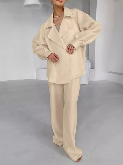 Women's Suit Collar Lace-up Suit Loose And Simple