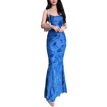 Leichtes Luxus-Schlupfkleid mit Fischschwanzmuster und Print für Damen in Slim Fit