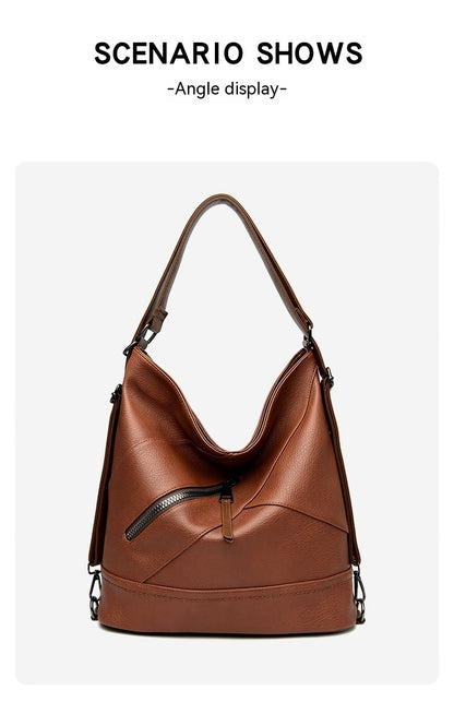 Weiche Ledermode Schultertasche mit großem Fassungsvermögen für Damen