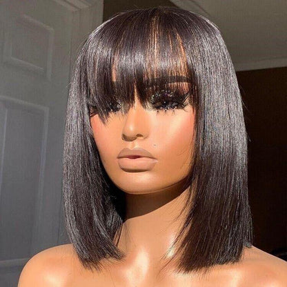 Chic Luxe Hair Short Bob With Bang Wig | Lace Front | Glueless Wear & Go | 100% Human Hair