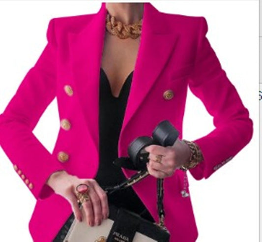 Women's autumn and winter new solid color fashionable casual suit short jacket for women
