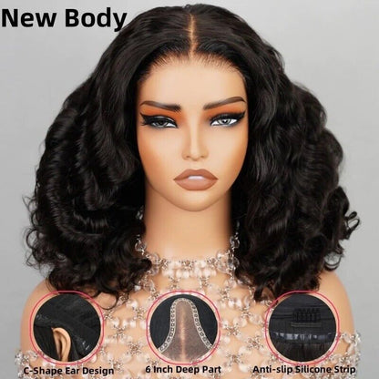 Full Glueless Wear & Go Wavy Lace Front Short Bob Human Hair Wig