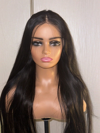 Chic Luxe Hair Full Glueless Lace Front Straight Long Natural Wig | 100% Human Hair