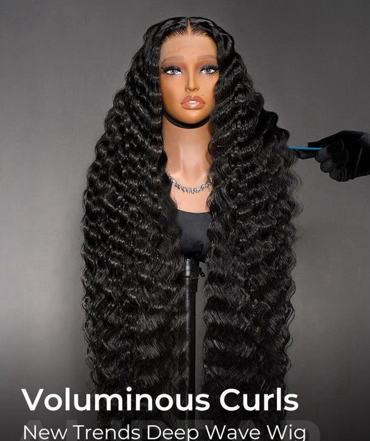 50 Inches Voluminous Deep Wave HD Lace Frontal Wig Super Long Human Hair 300%