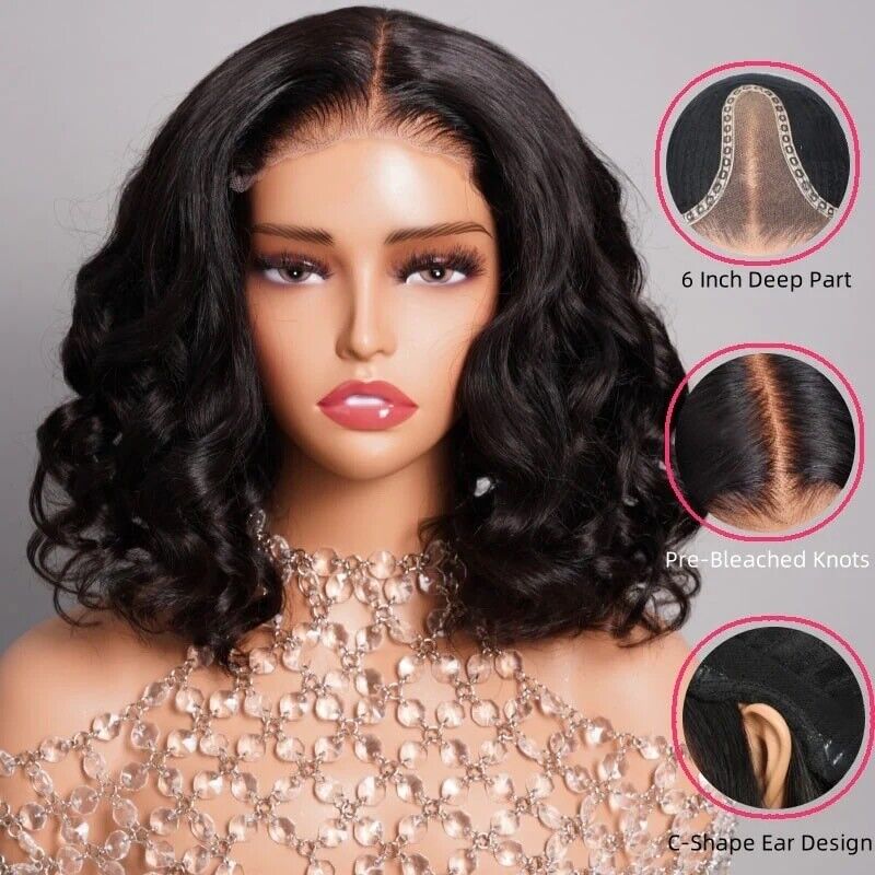 Chic Luxe Hair Wavy Bob Wig | Lace Front | Glueless | Short | 100% Human Hair
