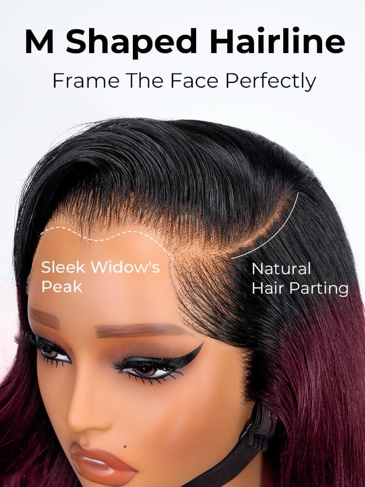 Chic Luxe Hair M Hairline Side Part #1B/99J Ombre Body Wave 13x6 Lace Frontal Wig | 100% Human Hair