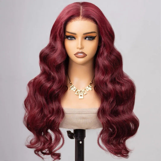 Chic Luxe Hair 99J Color Burgundy Body Wave Lace Front Glueless Wig | 100% Human Hair | 250% Density
