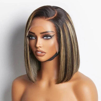 Chic Luxe Hair Glueless Lace Front Straight Bob Balayage Highlights Wig | 100% Human Hair