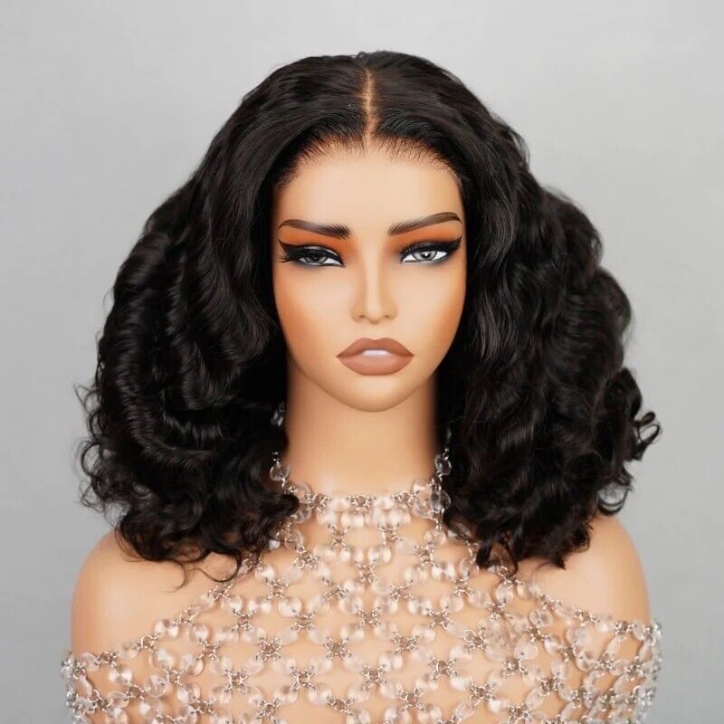 Full Glueless Wear & Go Wavy Lace Front Short Bob Human Hair Wig