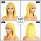 Glueless Ready To Wear Human Hair Wigs Lace  Coloured #Neon Bob Wig