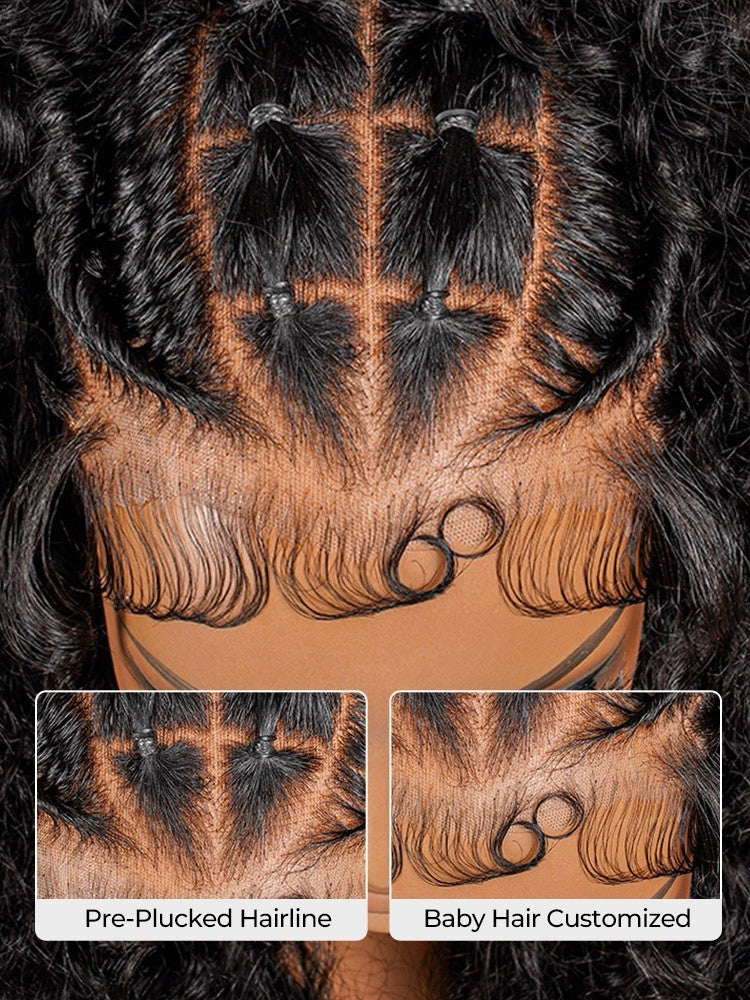 Chic Luxe Hair Box Braids With Flat Twists 13×6 Water Wave Wig | 100% Human Hair | 250% Density