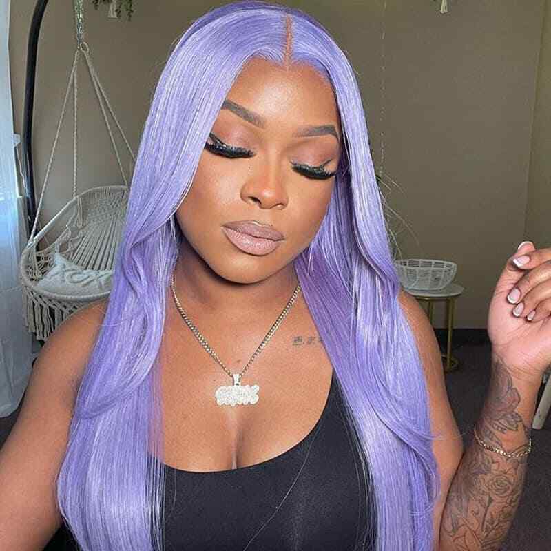 Chic Luxe Hair Lace Front Wavy Straight Light Lavender Glueless Wig | 100% Human Hair