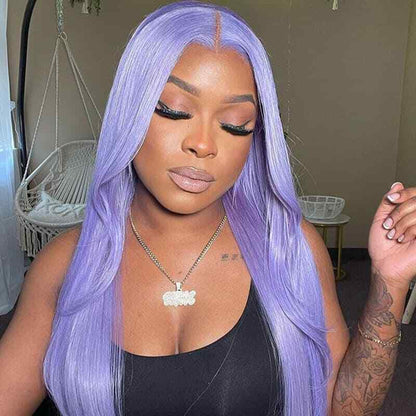 Chic Luxe Hair Lace Front Wavy Straight Light Lavender Glueless Wig | 100% Human Hair