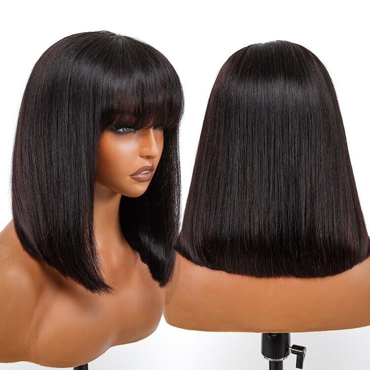 Chic Luxe Hair Short Bob With Bangs Wig | 5x5 Closure | Glueless | 100% Human Hair