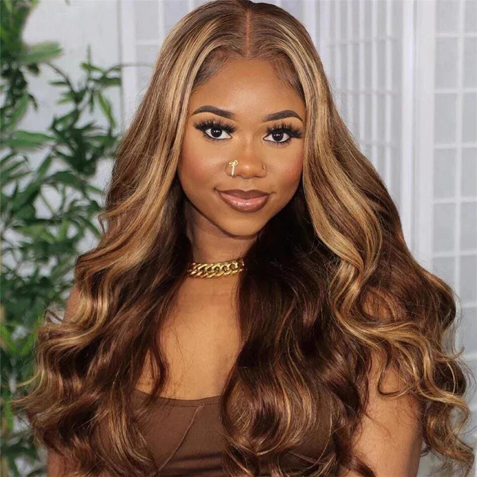 Chic Luxe Hair Glueless Lace Front Highlights Wavy Long Wig | 100% Human Hair