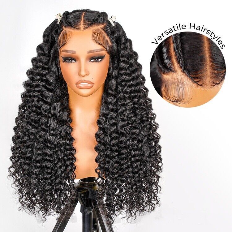 Human Hair Wigs Glueless Pre Styled Braided Lace Front Wear Go Wavy Wig Women