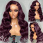 Chic Luxe Hair Glueless Full Lace Front Dark Purple Wavy Long Wig | 100% Human Hair