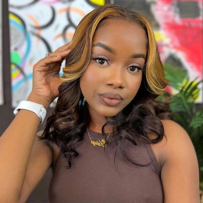 Human Hair Glueless Wavy Full Lace Front Long Highlight Wigs