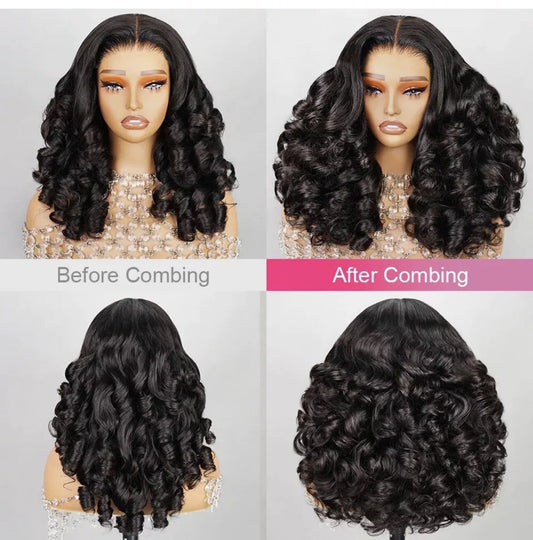 Chic Luxe Hair Full Glueless Wear & Go Bouncy Curly Lace Front Wig | 100% Human Hair
