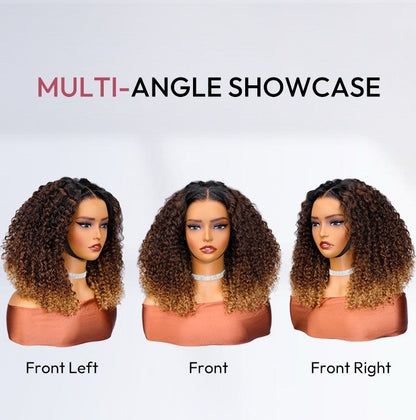 Chic Luxe Hair Ombre Brown And Honey Brown Jerry Curly Ready To Go Wig | 100% Human Hair | 250% Density