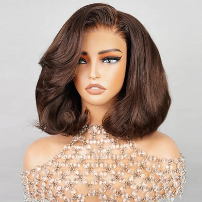 Chic Luxe Hair Full Wavy Glueless Wear Go Lace Front Short Bob Wig | 250% Density | 100% Human Hair