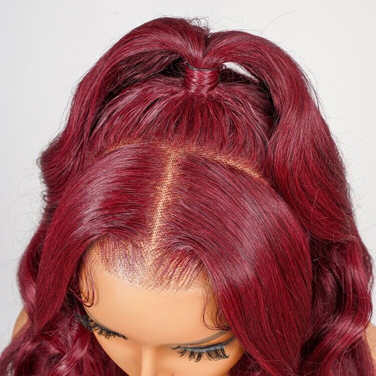 Chic Luxe Hair Glueless Pre-Styled Half Ponytail Wear Go Wavy Wig | 99j | 100% Human Hair