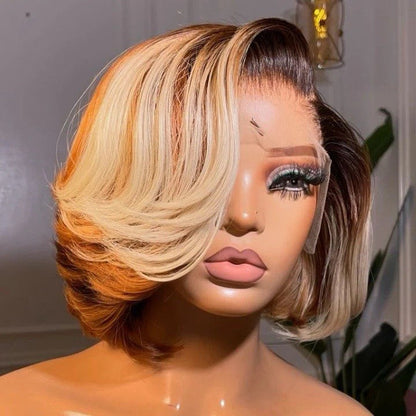 Chic Luxe Hair Vietnamese SDD Layered Cut Lace Front Glueless Bob Wig | 613/Brown | 100% Raw Vietnamese Hair | 250%