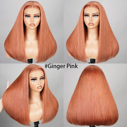 Chic Luxe Hair Glueless Lace Front Bone Straight Wear And Go Ginger Pink Wig | 100% Human Hair