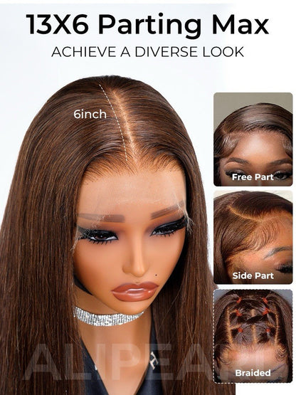 Super Long 50inch 300% Density Chocolate Brown 13x6 HD Lace Front Wig Human Hair