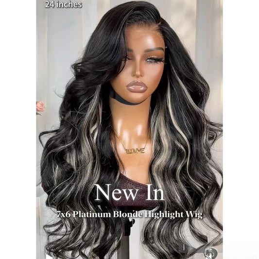 Chic Luxe Hair Highlight Wavy Hair Layered Cut Glueless HD Lace Front Wig | 100% Human Hair | 250% Density