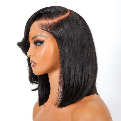 Vietnamese Human Hair Wigs Side Bang Layered Cut Wavy Bob Wig Glueless Women Wig