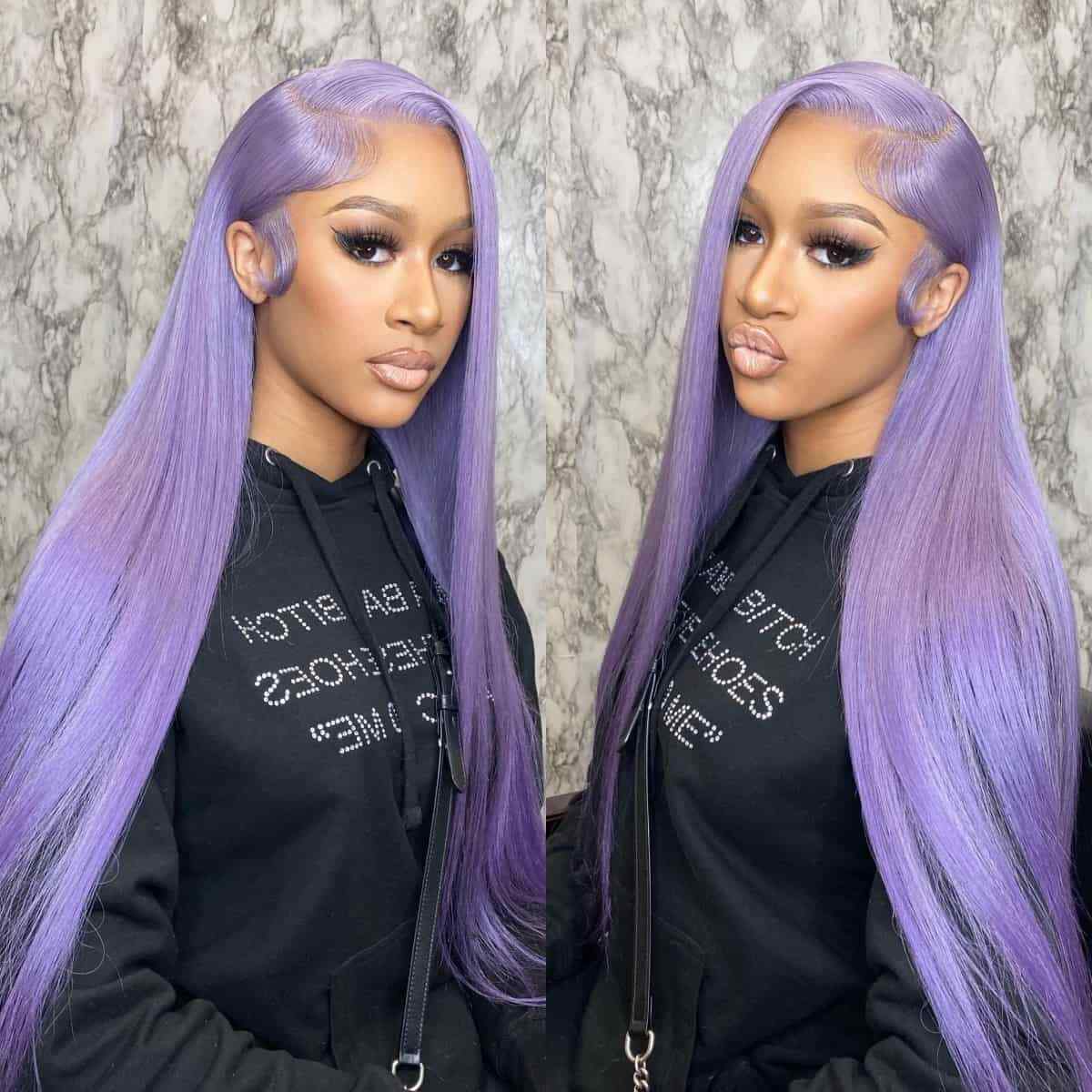 Chic Luxe Hair Lace Front Wavy Straight Light Lavender Glueless Wig | 100% Human Hair