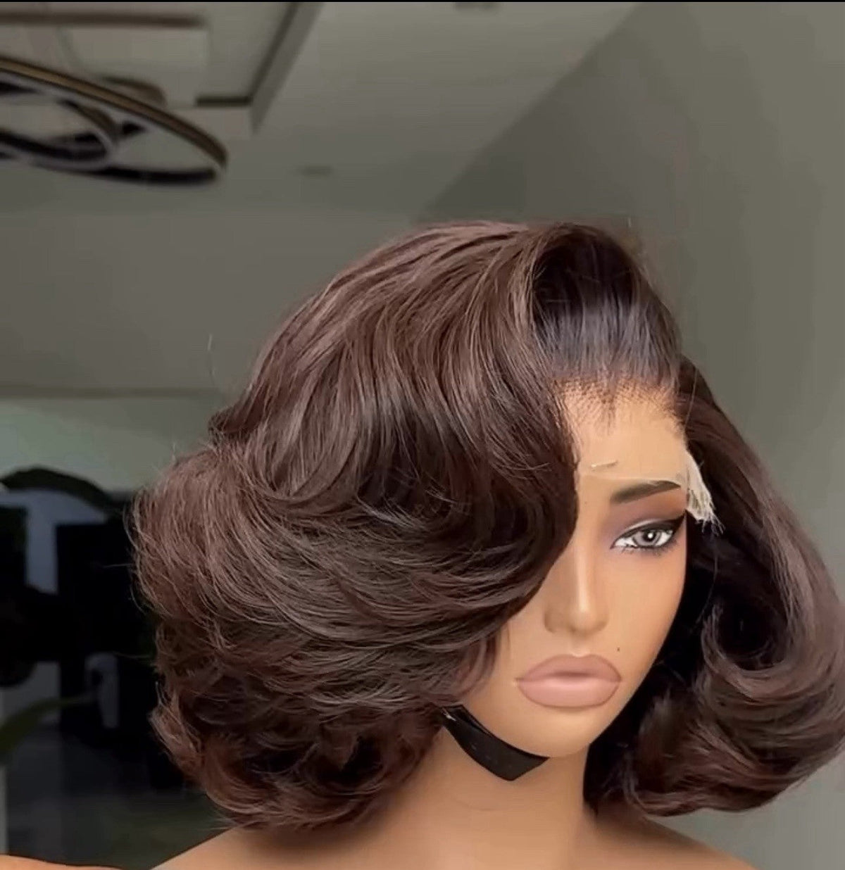 THE MONACO 
Single Donor Raw Vietnamese Layered Bob Melt Wig Chocolate Brown 13*4 Lace