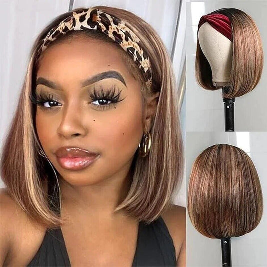 Chic Luxe Hair Glueless Headband Straight Short Bob Wig | #4/27 | 100% Human Hair