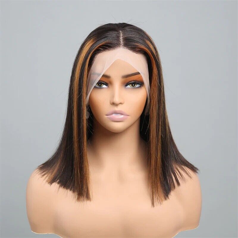 Human Hair Wigs Bone Straight Glueless Lace Front Short Bob Wig