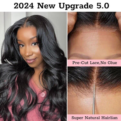 Human Hair Glueless Pre Cut Lace Ready To Wear Wig Body Wave Women Wigs 250%