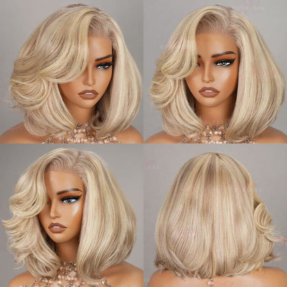 Chic Luxe Hair Full Wavy Glueless Wear Go Lace Front Short Bob Wig | 100% Human Hair