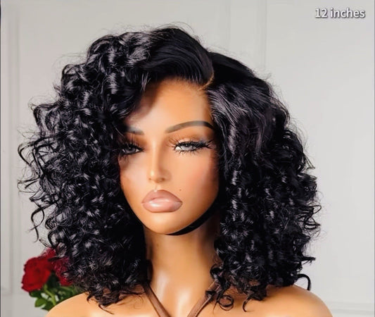 Chic Luxe Hair Glueless Bouncy Curly Pre-Styled Ready To Wear Bob HD Lace Front Wig | 100% Human Hair | 250% Full