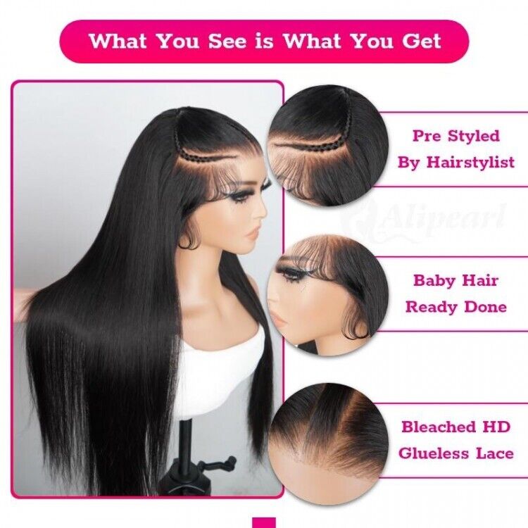 Chic Luxe Hair Glueless Pre-Cut Lace Front Straight Wear Go Long Wig | 100% Human Hair