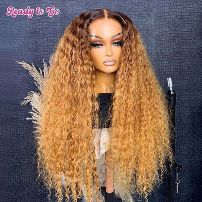 Human Hair Wigs Wig Glueless Wear Go Women Pre-cut Lace Front Curly